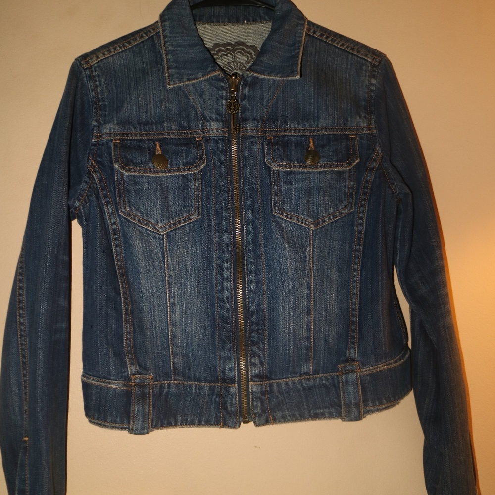 CAbi Jeans Denim Zip Up Jeans Jacket Sz s